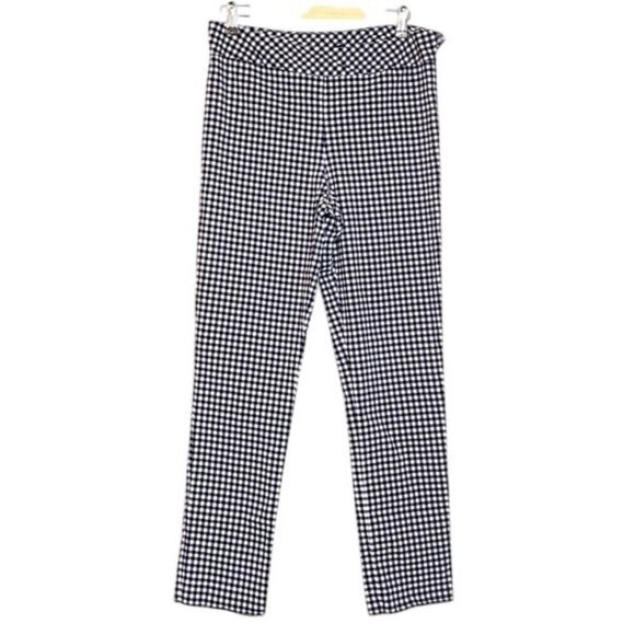 Melissa Paige Women's Black & White Buffalo Check Stretch Crop Pants Pull-On Fl - Picture 1 of 8